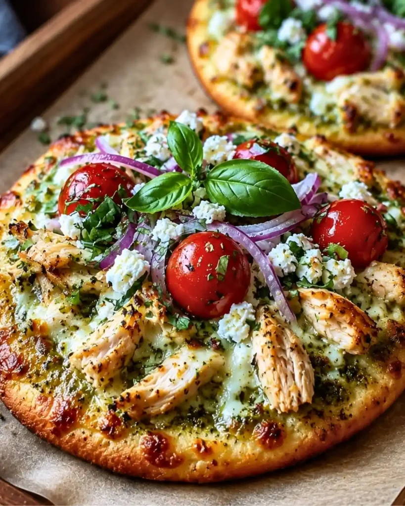Pesto Chicken Flatbread with Mozzarella 7 Pesto Chicken Flatbread with Mozzarella