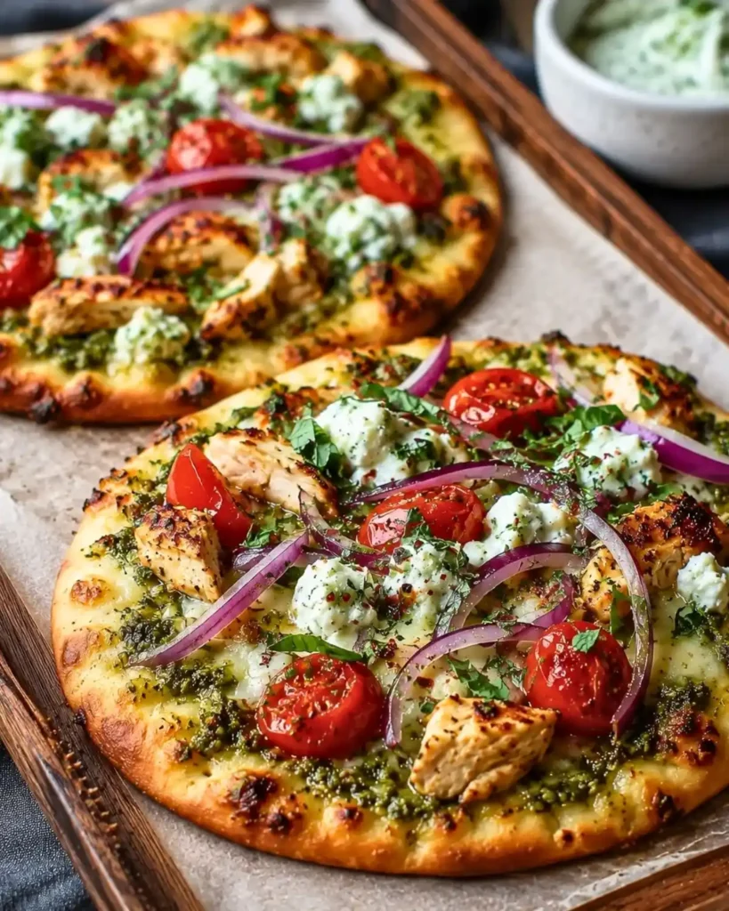 Pesto Chicken Flatbread with Mozzarella 6 Pesto Chicken Flatbread with Mozzarella