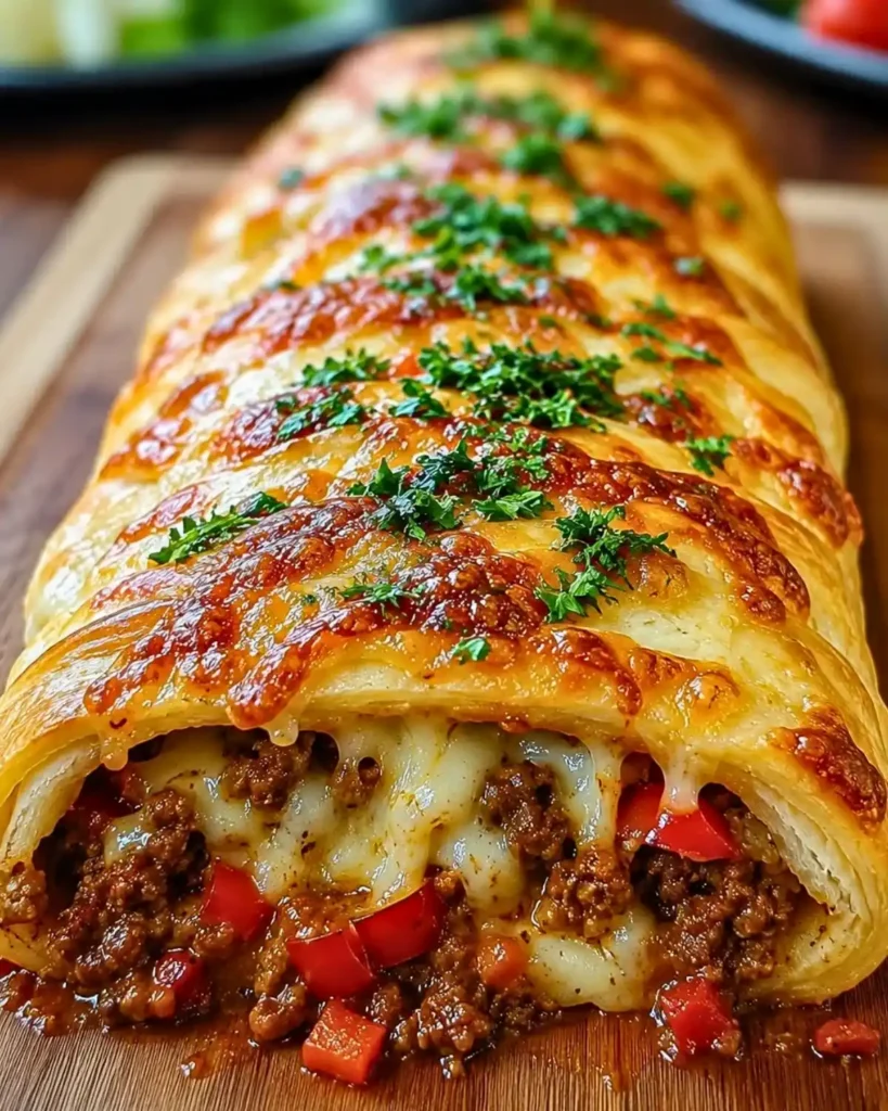 Cheesy Beef & Pepper Stuffed Bread Roll 6 Cheesy Beef & Pepper Stuffed Bread Roll