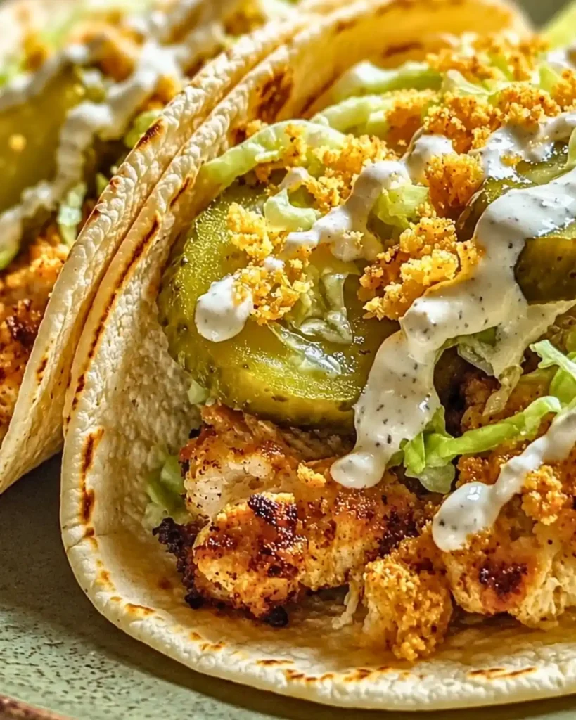 Dill Pickle Ranch Smash Chicken Tacos with Crispy Cheese Lace 7 Dill Pickle Ranch Smash Chicken Tacos with Crispy Cheese Lace