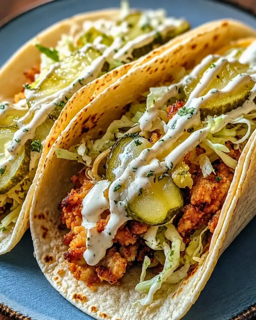 Dill Pickle Ranch Smash Chicken Tacos with Crispy Cheese Lace 8 Dill Pickle Ranch Smash Chicken Tacos with Crispy Cheese Lace