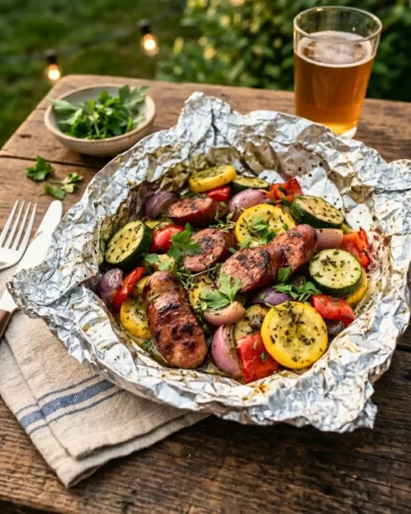 Grilled Sausage & Sheet-Pan Veggie Foil Packets 8 Grilled Sausage & Sheet-Pan Veggie Foil Packets
