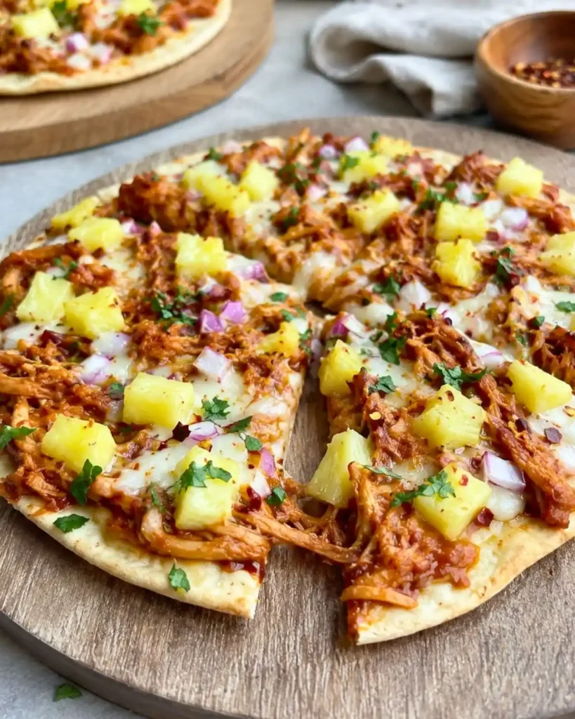 Delicious BBQ Chicken Pineapple Flatbread