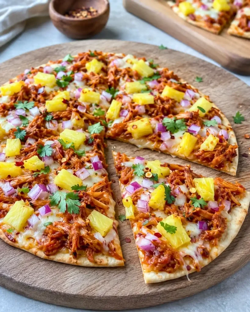 Delicious BBQ Chicken Pineapple Flatbread