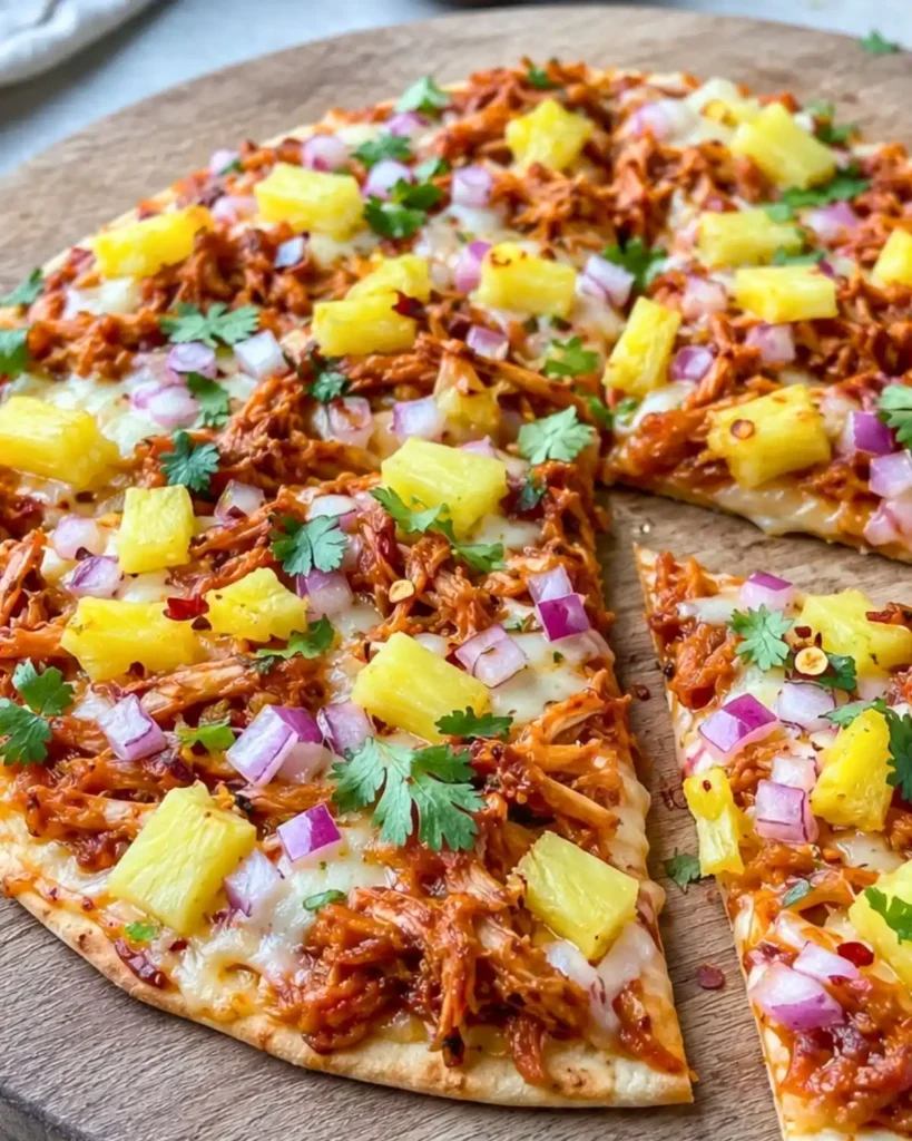 Delicious BBQ Chicken Pineapple Flatbread