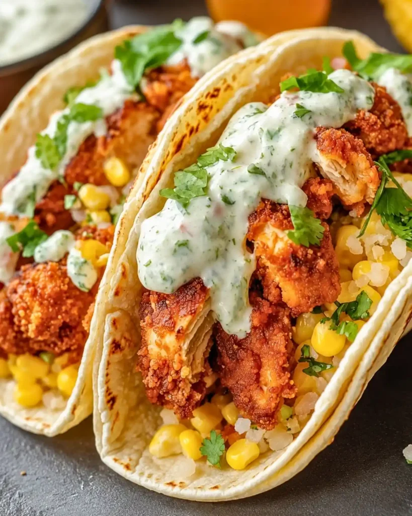 Crispy Fried Chicken Street Corn Tacos with Jalapeño Lime Ranch 7 Crispy Fried Chicken Street Corn Tacos with Jalapeño Lime Ranch