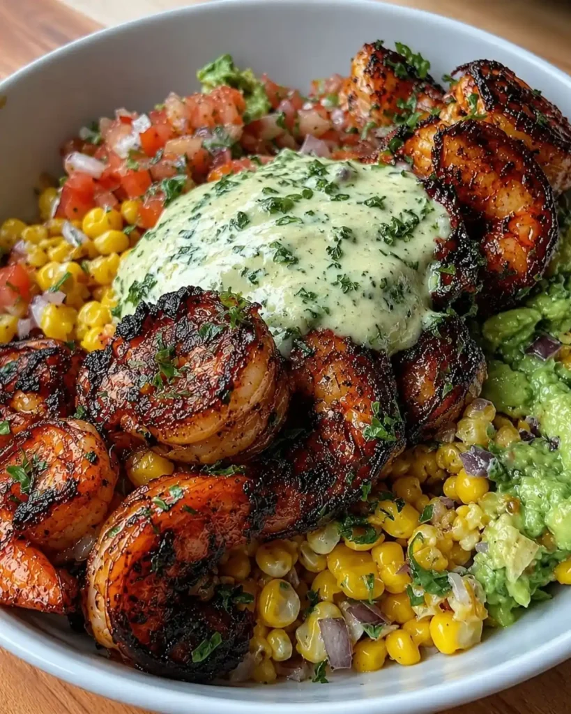 Easy Grilled Shrimp Bowl With Avocado & Corn Salsa