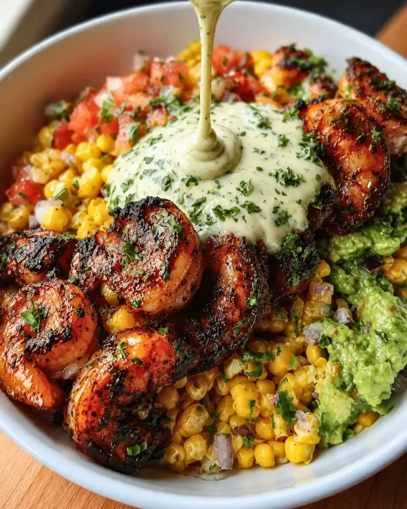 Easy Grilled Shrimp Bowl With Avocado & Corn Salsa