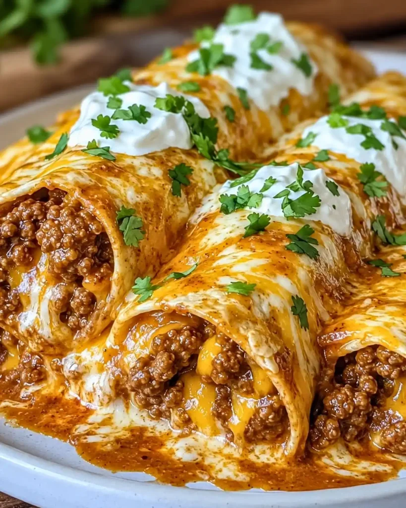 Easy Smothered Ground Beef Burritos with Creamy Chipotle Sauce – Family Dinner 8 Easy Smothered Ground Beef Burritos with Creamy Chipotle Sauce – Family Dinner