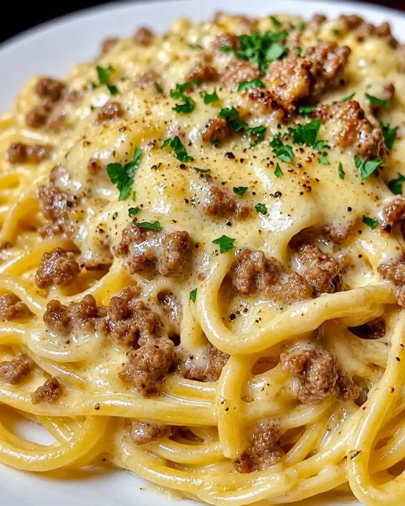 Creamy Beef Linguine with Cheesy Garlic Butter Alfredo 6 Creamy Beef Linguine with Cheesy Garlic Butter Alfredo