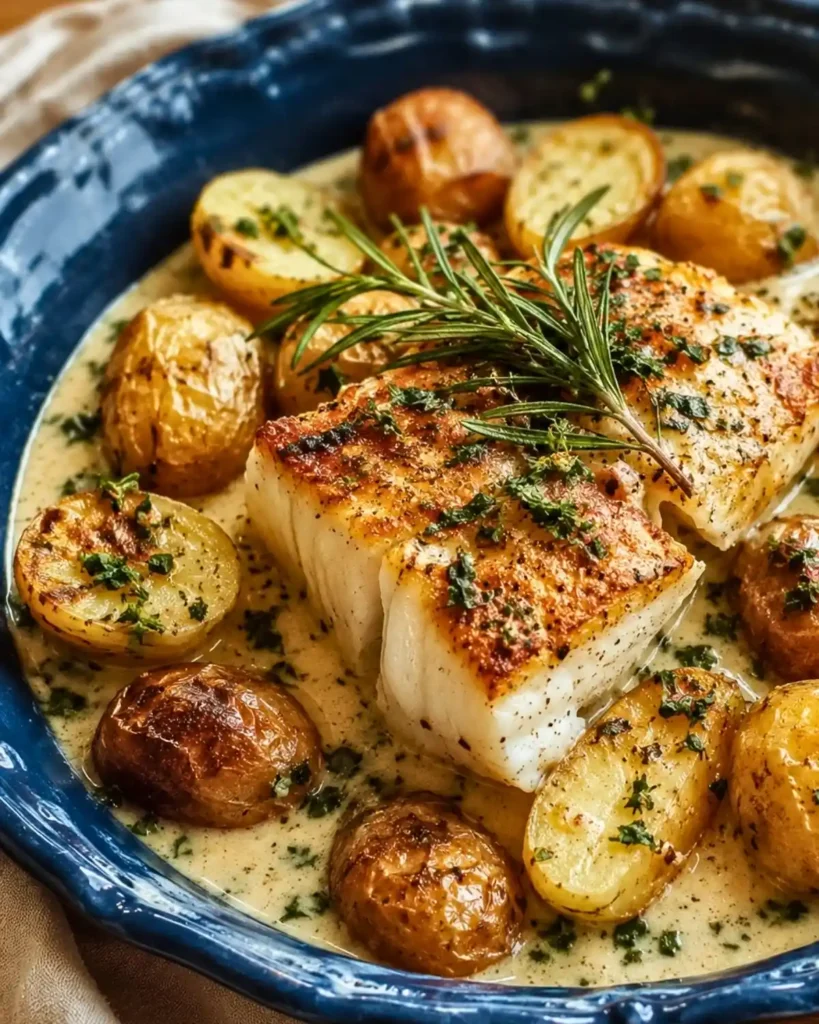Cod and Potatoes in Rosemary Cream Sauce 6 Cod and Potatoes in Rosemary Cream Sauce