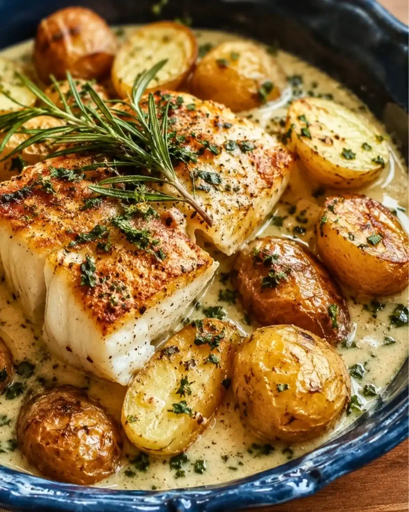 Cod and Potatoes in Rosemary Cream Sauce 5 Cod and Potatoes in Rosemary Cream Sauce