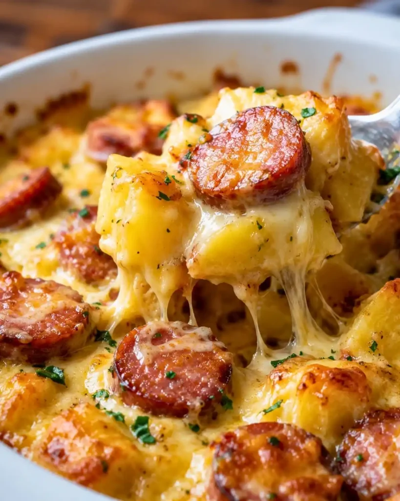 Kielbasa Sausage Cheesy Potato Casserole