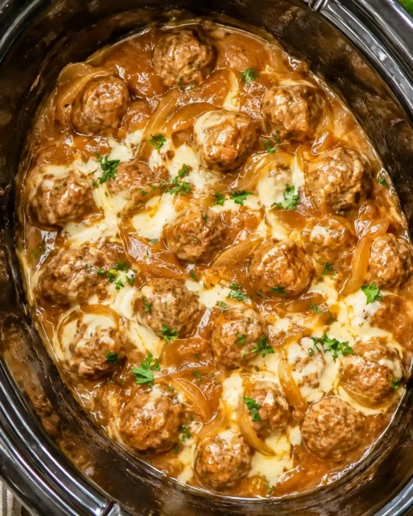 Crock Pot French Onion Meatballs 6 Crock Pot French Onion Meatballs