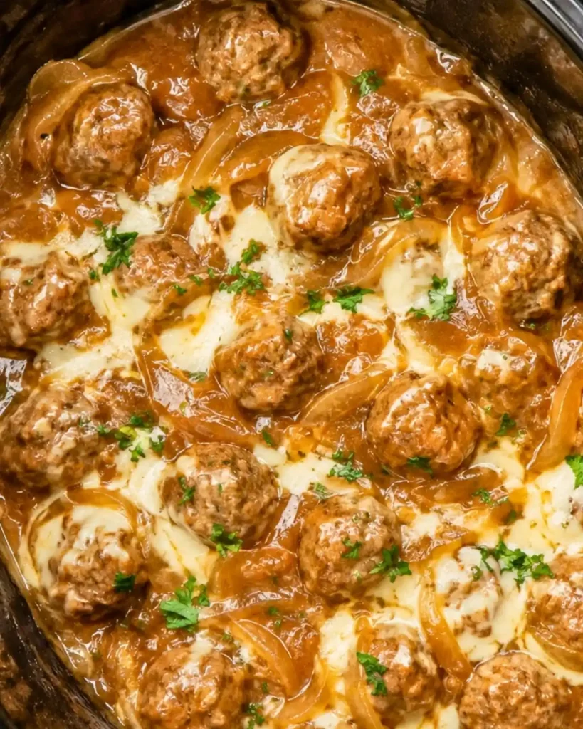 Crock Pot French Onion Meatballs 5 Crock Pot French Onion Meatballs