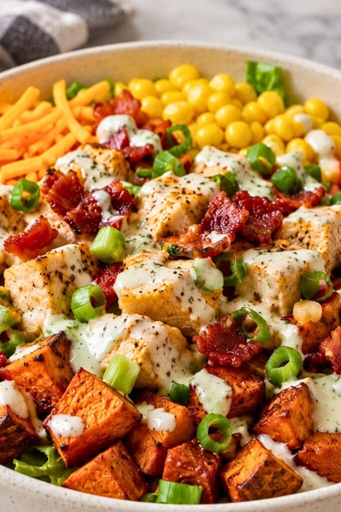 Chicken Bacon Ranch Sweet Potato Bowl