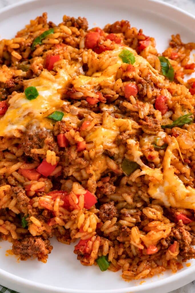 high protein One Pot Cheesy Cajun Beef Rice