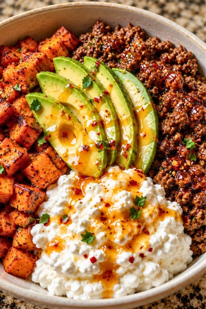Quick Hot Honey Ground Beef Protein Bowl