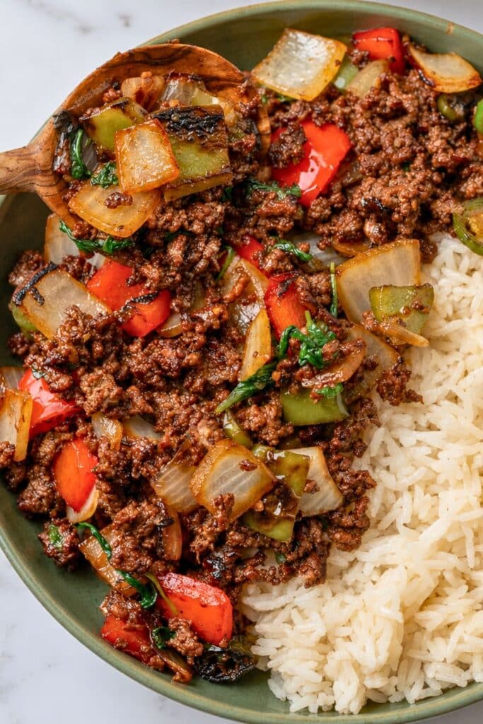 Thai Basil Ground Beef Bowls