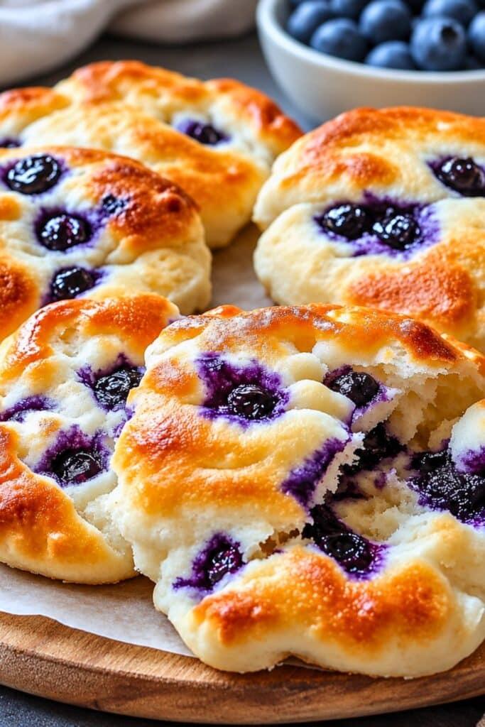 high protein Fluffy Cottage Cheese Blueberry Cloud Bread