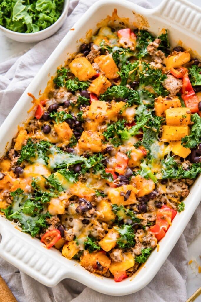 Ground Beef and Butternut Squash Casserole