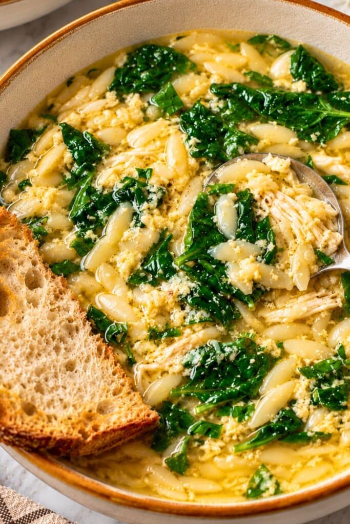 Stracciatella Soup with Spinach and Orzo