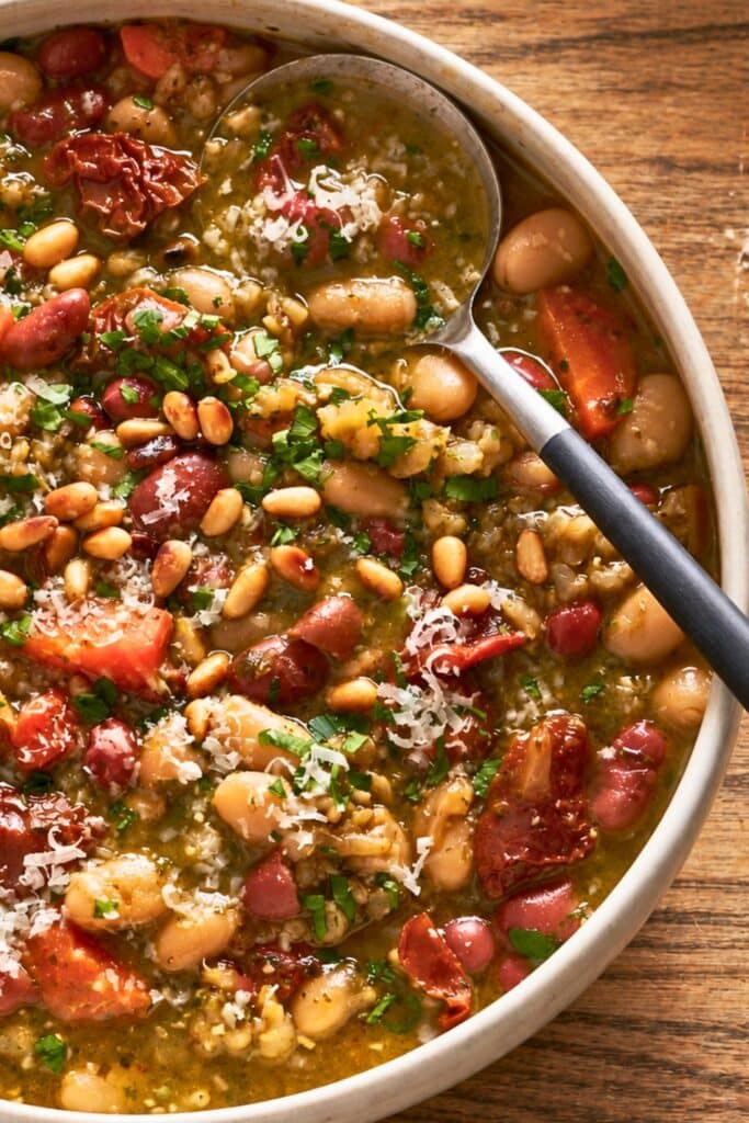 Pesto Rice & Bean Soup