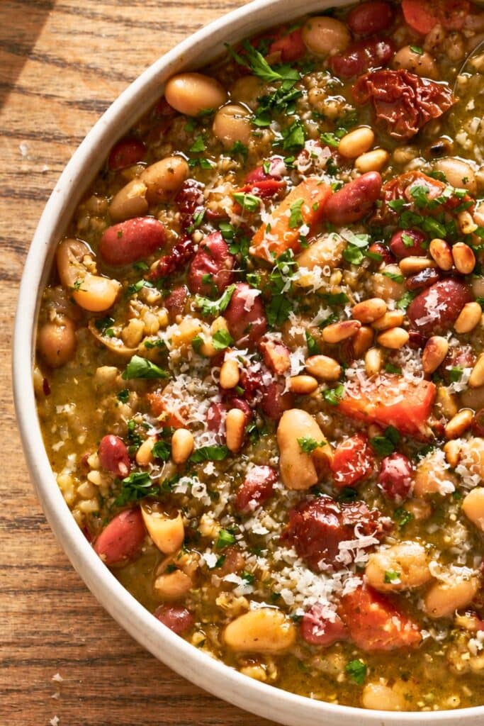 Pesto Rice & Bean Soup