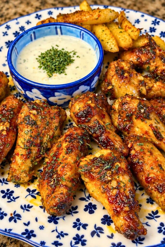 Healthy Garlic Herb Air Fryer Chicken Wings