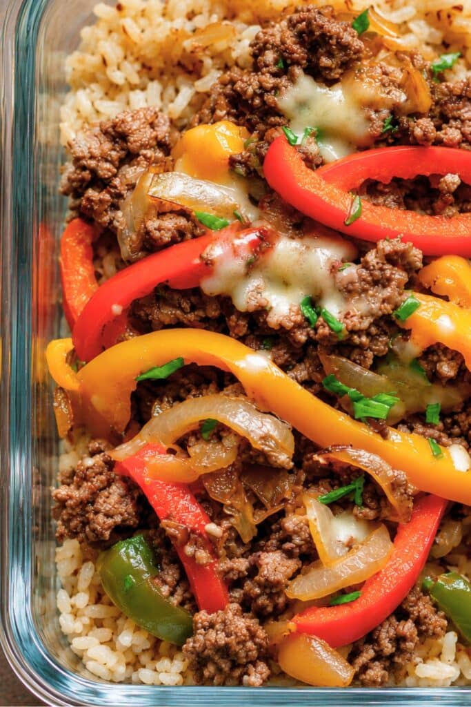 Ground Beef Philly Cheesesteak Bowls