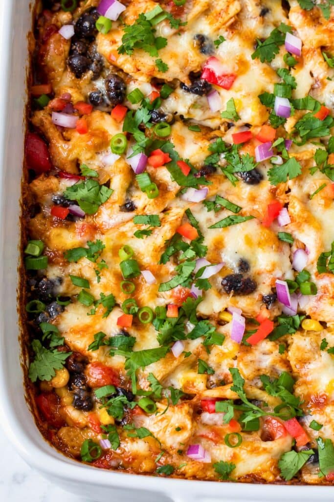 High Protein Chicken Burrito Casserole
