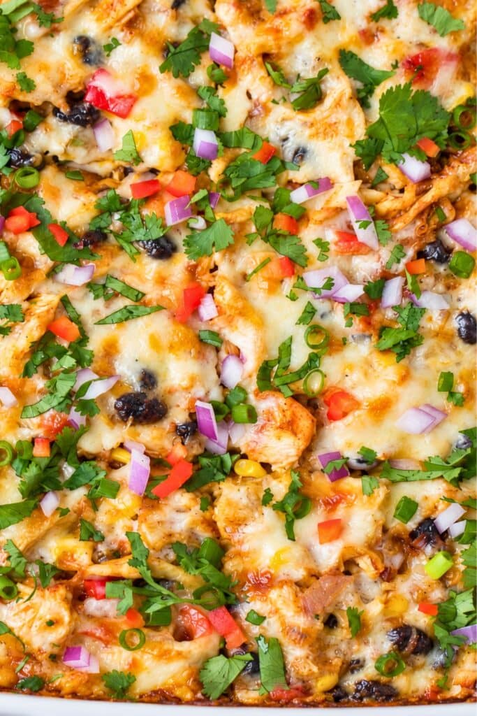 High Protein Chicken Burrito Casserole