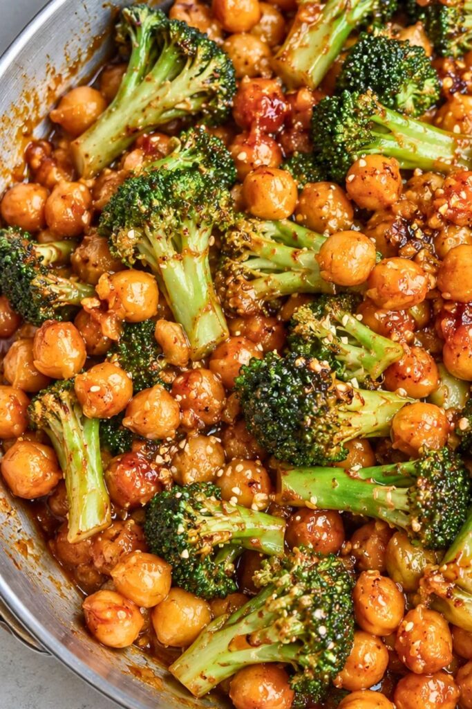 Sticky Sesame Chickpeas & Broccoli