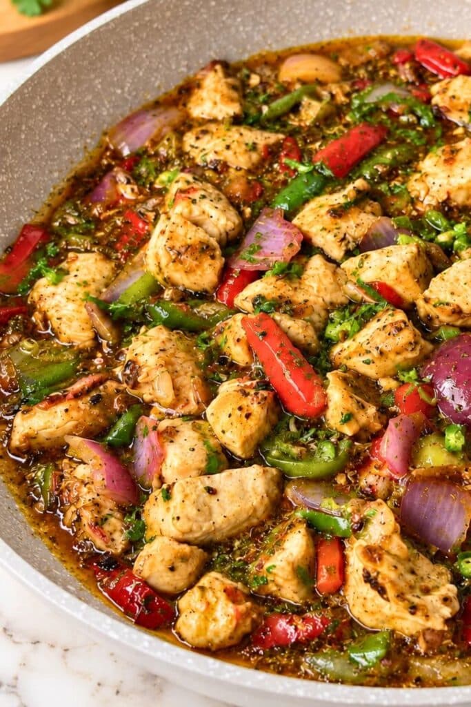 Easy Black Pepper Chili Chicken with Bell Peppers (Gluten-Free)