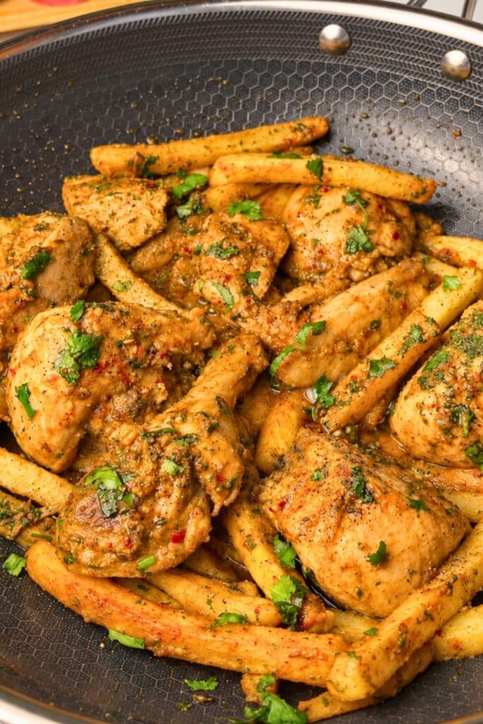 Healthy Spiced Chicken and Fries Skillet