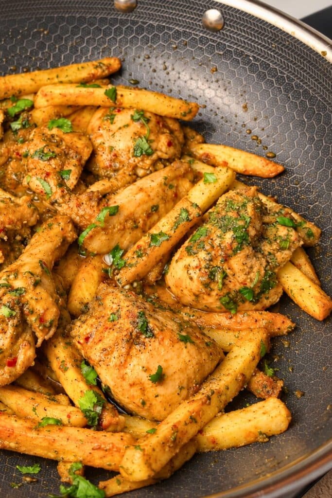 Healthy Spiced Chicken and Fries Skillet
