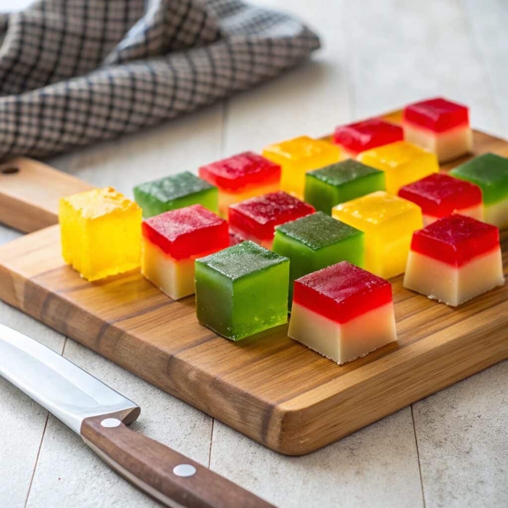 Mosaico de Gelatina: Colorful No-Bake Desserts For Summer Parties 6 cut jello cubes for mosaico de gelatina