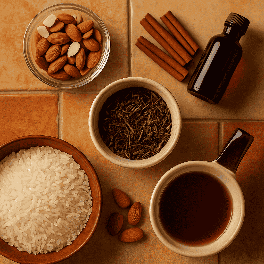 Ingredients for hojicha horchata