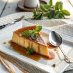 Mexican flan with golden caramel topping