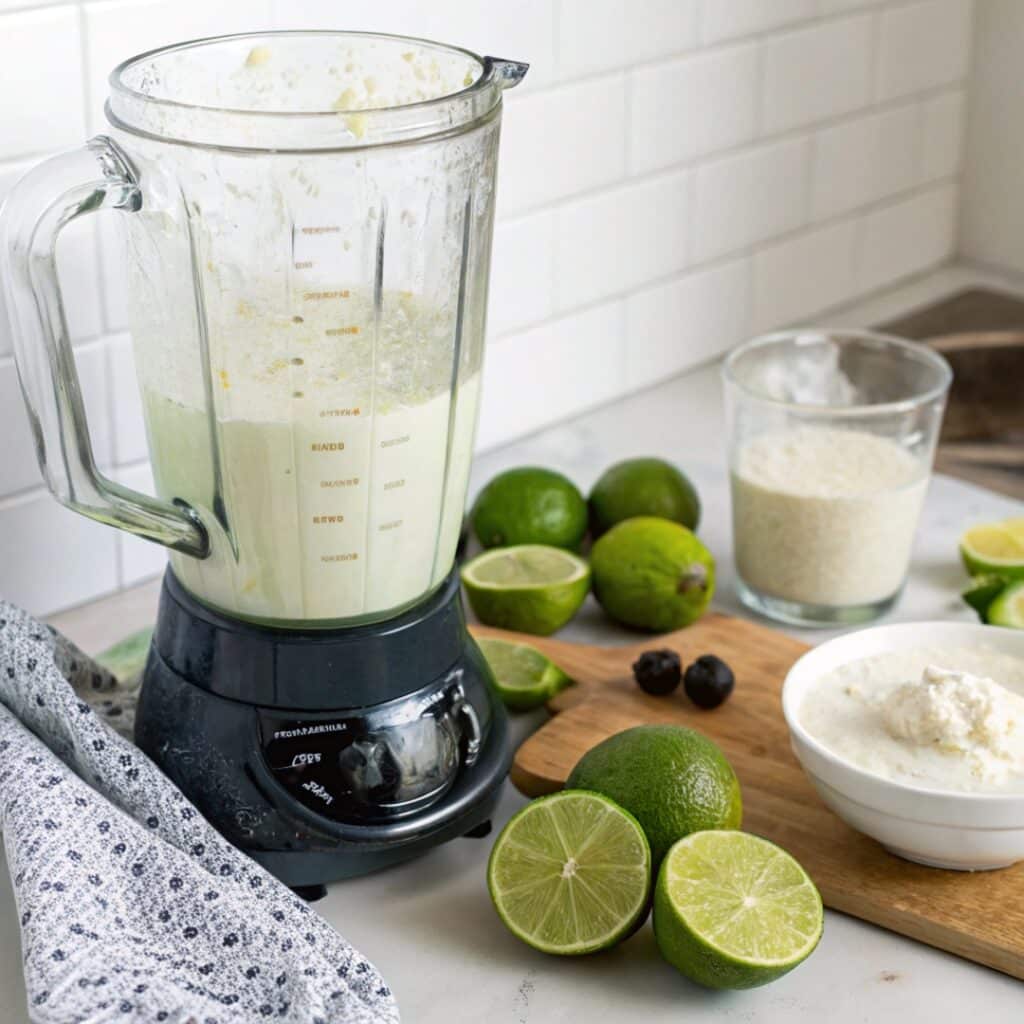 Vegan Carlota de Limón: Creamy, No-Bake Mexican Dessert 6 Blending Vegan Lime Cream for Carlota