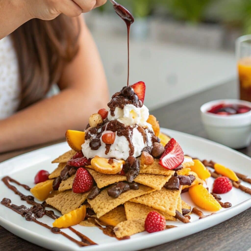 layering whipped cream and syrup