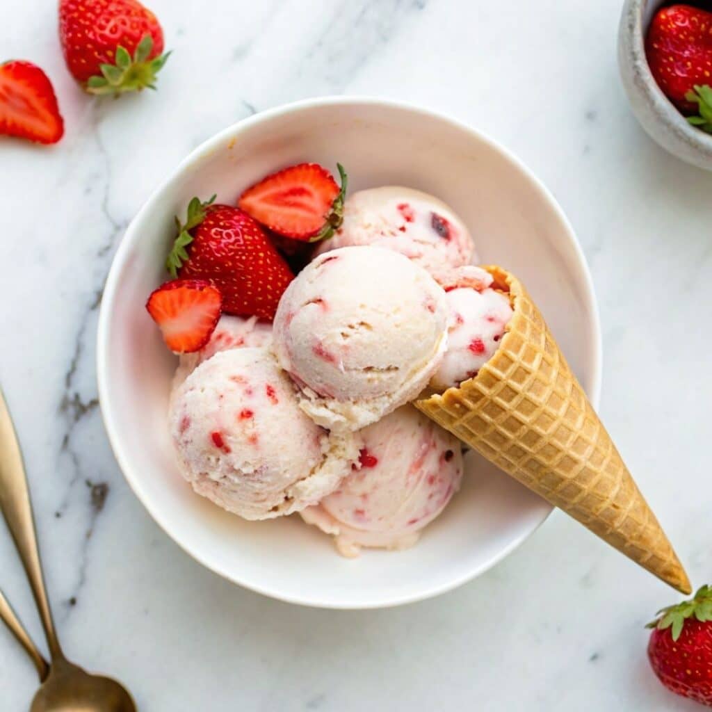 Fresas con crema ice cream final recipe image