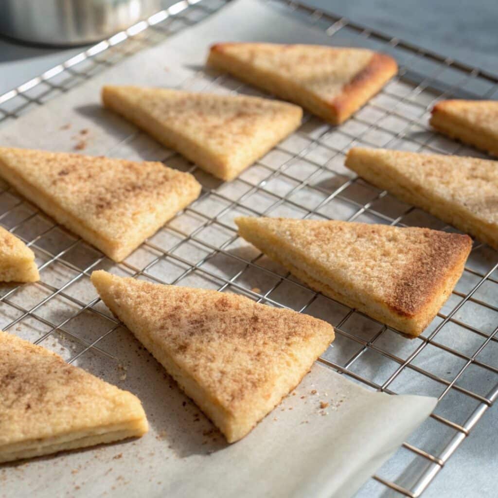 baked sugar cookie chips on rack