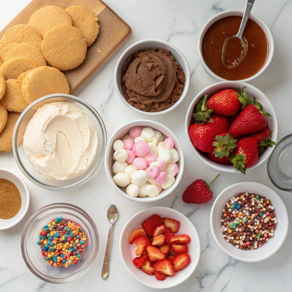 nacho cookie ingredients flat lay