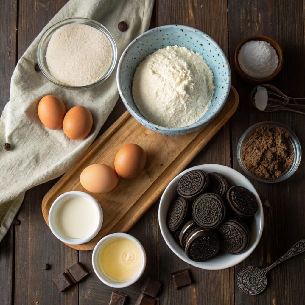 ingredients for cookies & cream tres leches cake