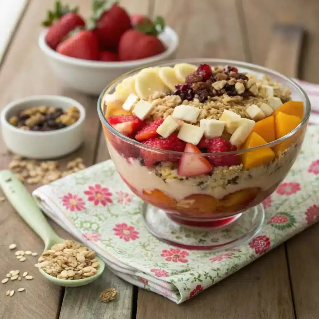 Traditional Mexican Bionico bowl with fruit and cream