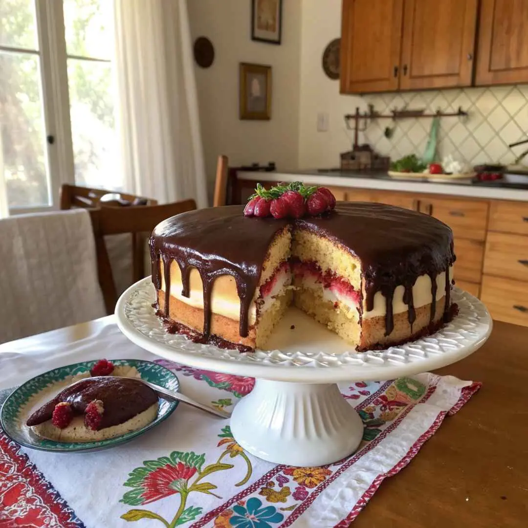 Giant Gansito Cake in a traditional Mexican kitchen