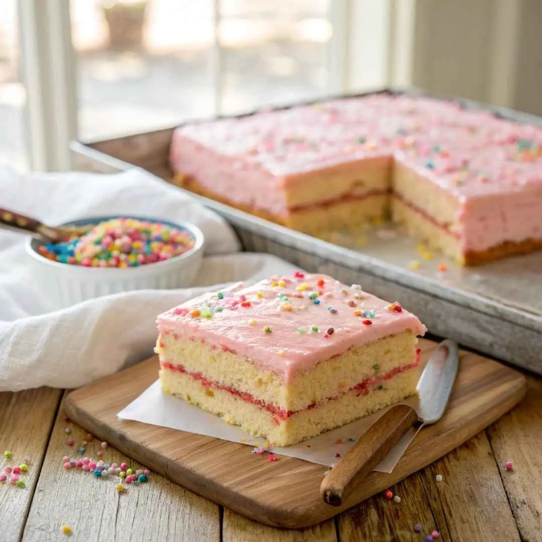 Mexican Cortadillo Cake: Classic Pink Pan de Niño Recipe 2 Mexican Cortadillo cake with pink frosting and sprinkles