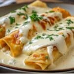 Chicken Enchiladas with Sour Cream White Sauce