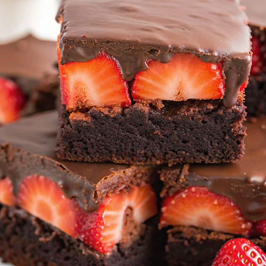 Chocolate covered strawberry brownies